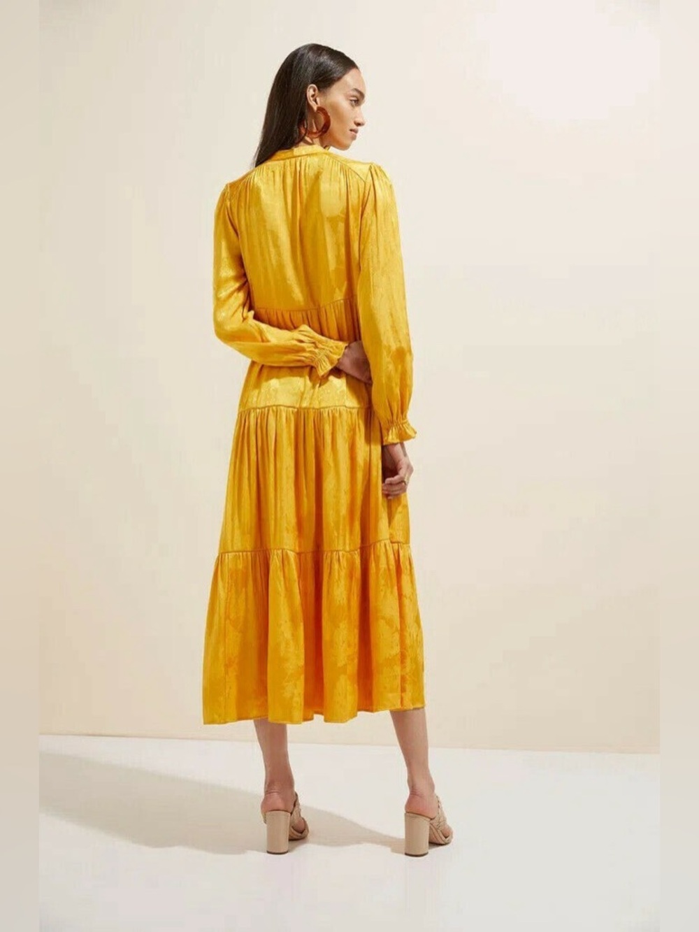 ANTHROPOLOGIE Maeve Tiered Yellow/Gold Maxi Dress  size 3X plus, - Picture 4 of 14